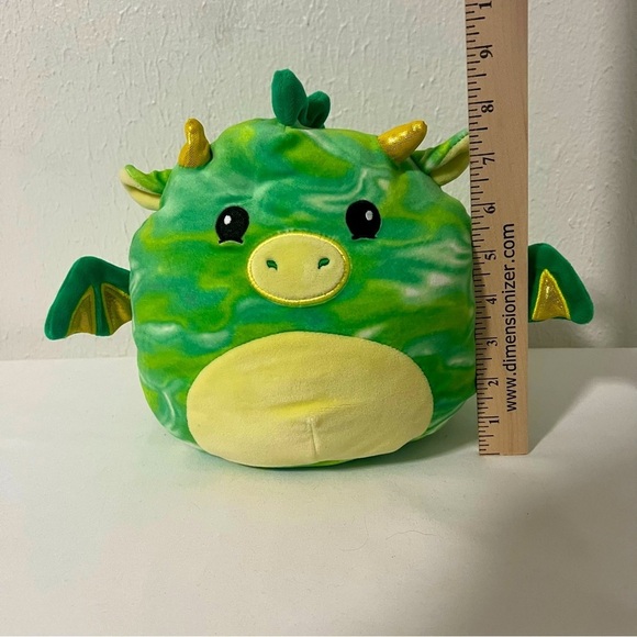 Squishmallow 9" Green Tie Dye Dexter Dragon Plush Embroidered Swirl Year 2020 - Picture 7 of 8